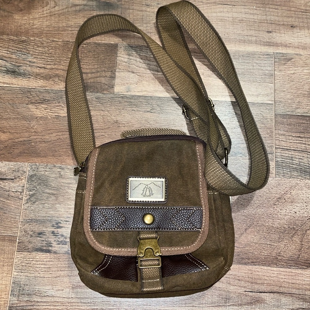 BROWN CANVAS SHOULDER BAG ladies 9 x 9